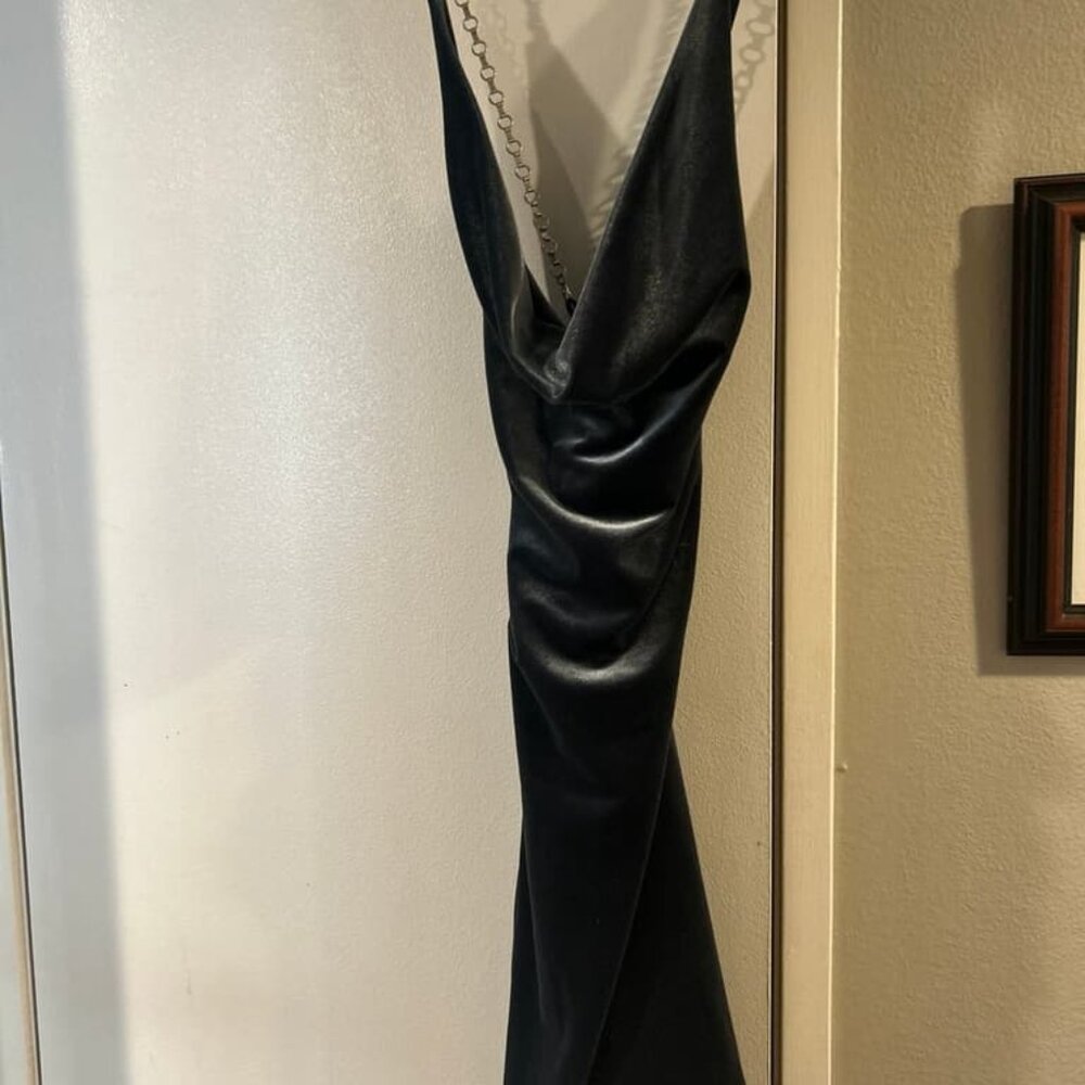 grey evening dress